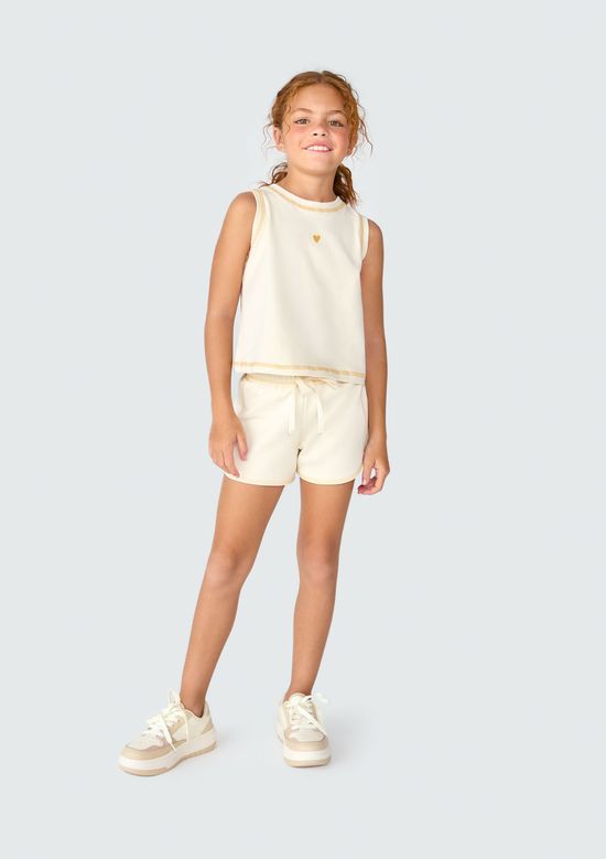 Foto do produto: Conjunto Curto Infantil Menina Em Moletinho - Amarelo