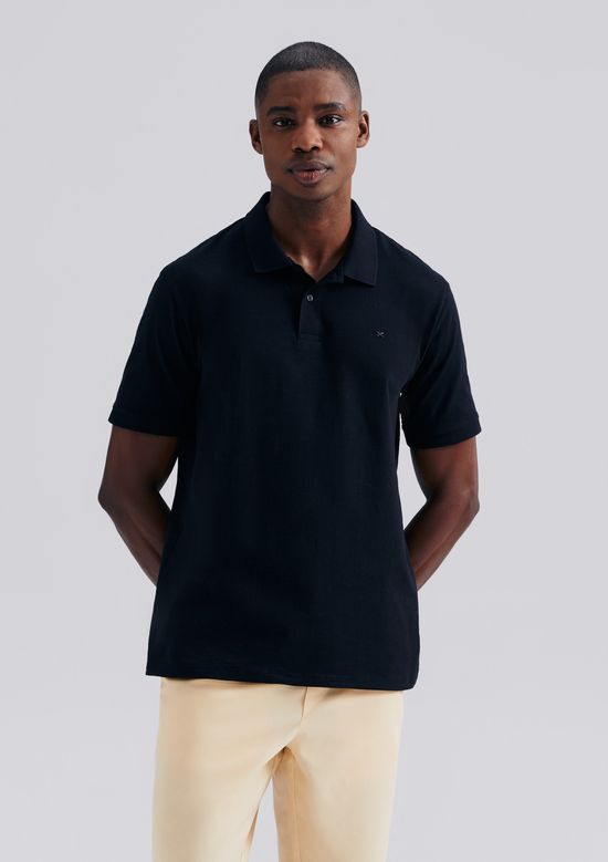 Foto do produto: Camisa Polo Masculina Manga Curta Comfort Em Flamê - Preto