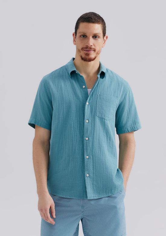 Foto do produto: Camisa Masculina Manga Curta Texturizada - Azul