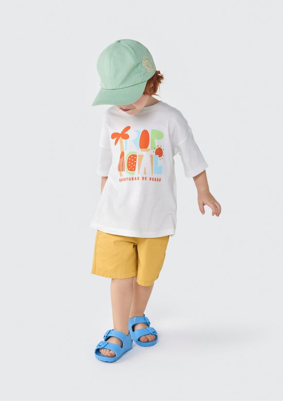 Foto do produto: Bermuda Infantil Menino Toddler Chino Em Sarja - Amarelo