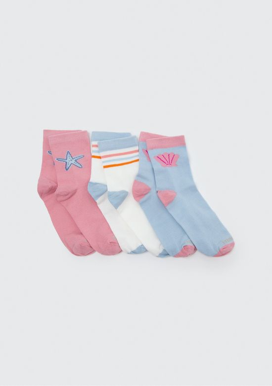 Foto do produto: Kit Com 3 Meias Infantil Unissex Cano Médio Estampadas - Multicolorido