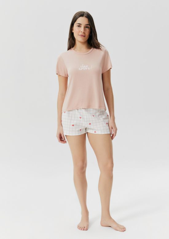 Foto do produto: Pijama Curto Feminino Estampado - Rosa