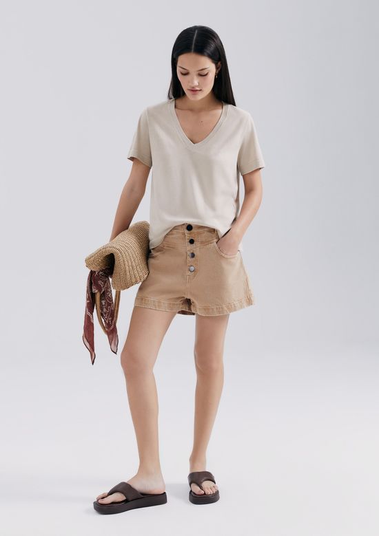 Foto do produto: Shorts De Sarja Feminino Estonado - Bege