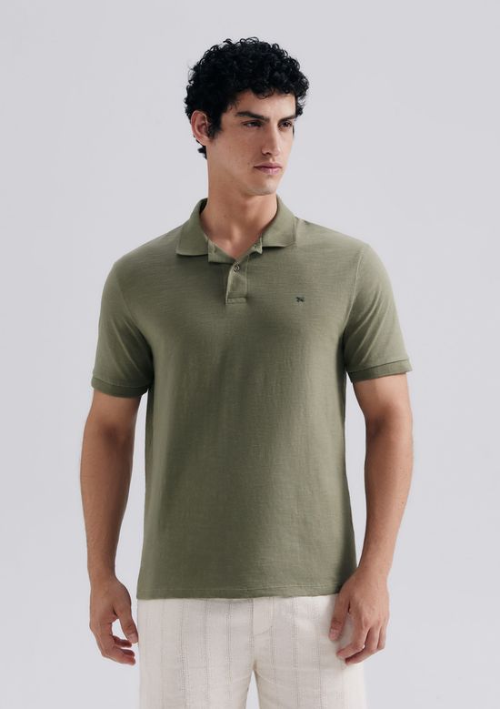 Foto do produto: Camisa Polo Masculina Manga Curta Comfort Em Flamê - Verde