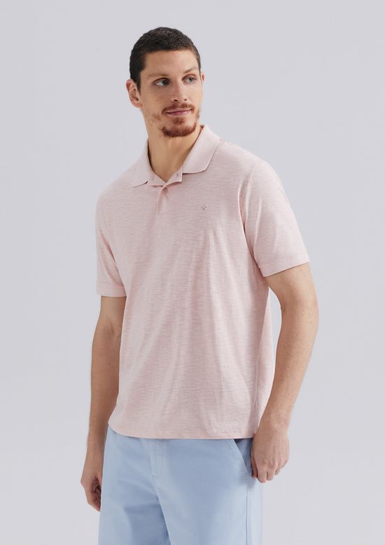 Foto do produto: Camisa Polo Masculina Manga Curta Comfort Em Flamê - Rosa