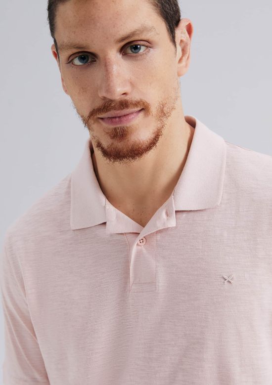 Foto do produto: Camisa Polo Masculina Manga Curta Comfort Em Flamê - Rosa