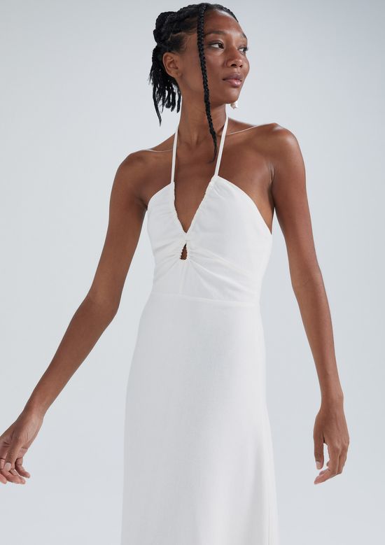 Foto do produto: Vestido Midi Evasê Com Linho - Off white