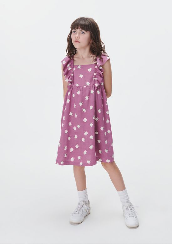 Foto do produto: Vestido Curto Com Babados Infantil Estampado - Roxo