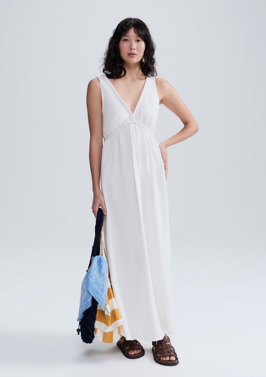 Foto do produto: Vestido Midi Evasê Com Linho - Off white