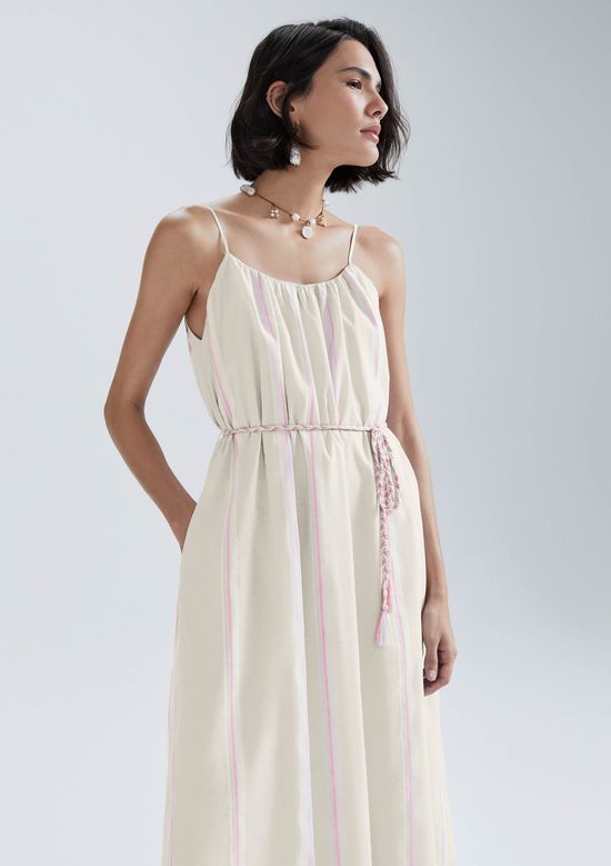 Foto do produto: Vestido Midi Fio Tinto Com Amarração - Creme