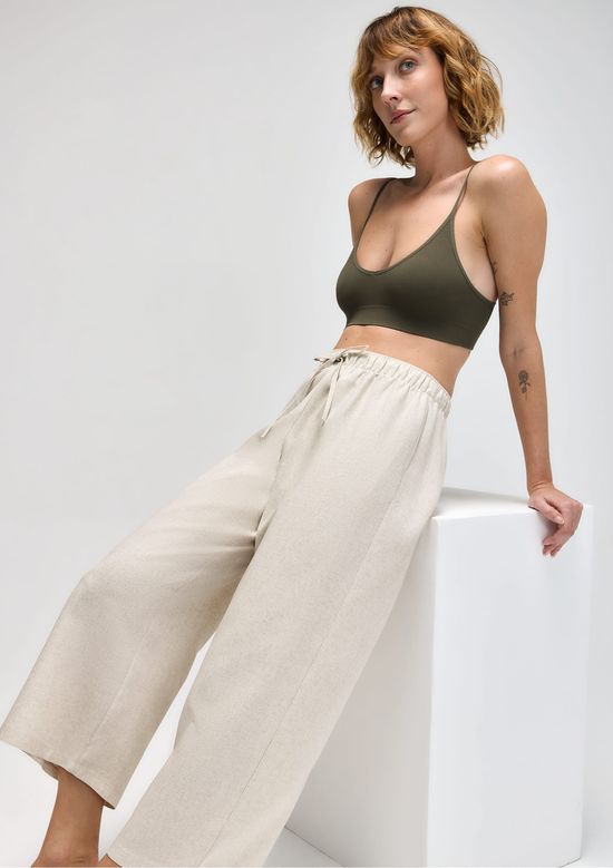 Foto do produto: Calça Feminina Pantacourt Com Linho - Off white