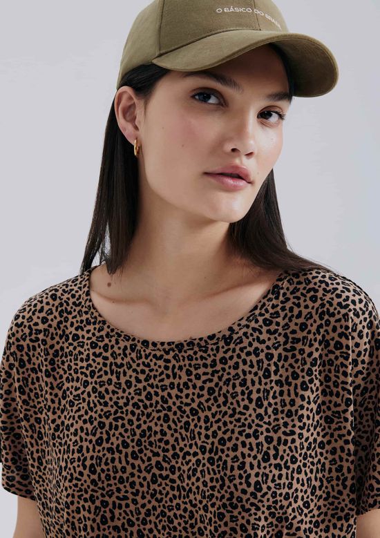 Foto do produto: Blusa Feminina Manga Curta Animal Print - Marrom