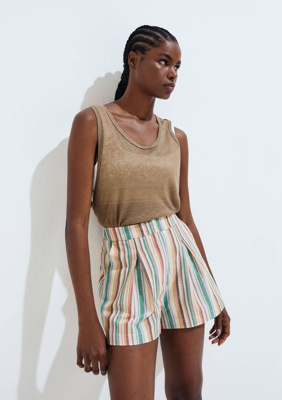 Foto do produto: Shorts Feminino Em Alfaiataria Com Linho - Multicolorido