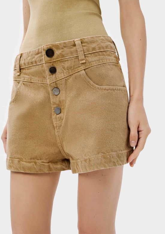 Foto do produto: Shorts De Sarja Feminino Estonado - Caqui