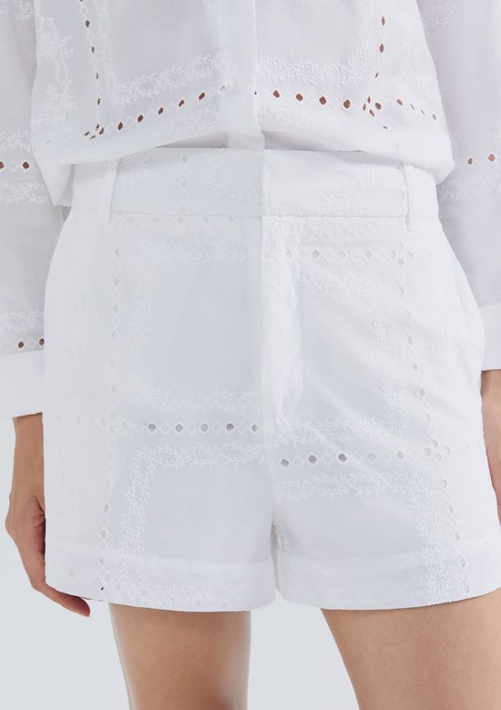 Foto do produto: Shorts Feminino Cintura Alta Em Laise - Off white