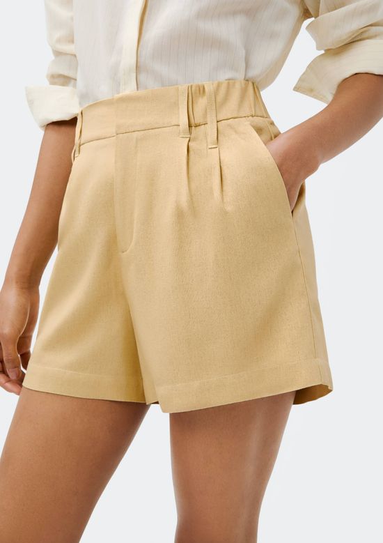 Foto do produto: Shorts Feminino De Alfaiataria Em Linho - Bege