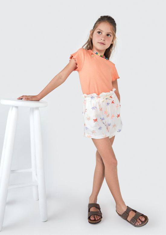 Foto do produto: Shorts Básico Infantil Menina Clochard Estampado - Off white