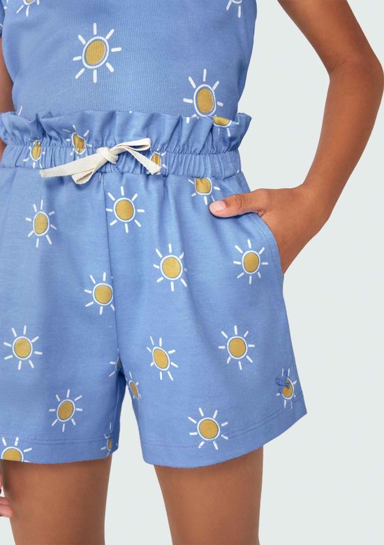 Foto do produto: Shorts Básico Infantil Menina Clochard Estampado - Azul