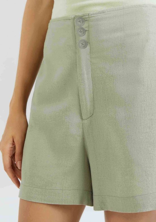 Foto do produto: Shorts Feminino Cintura Alta Em Alfaiataria Em Viscolinho - Verde