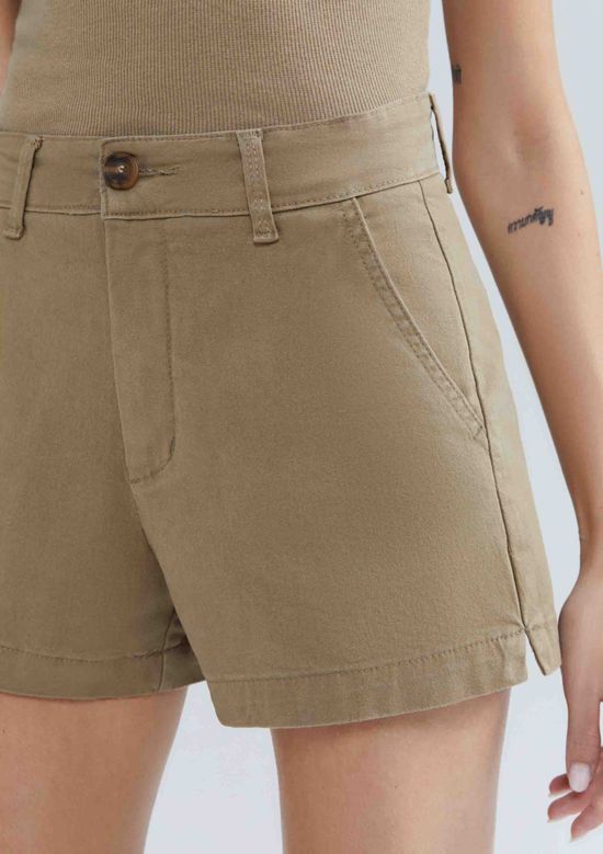 Foto do produto: Shorts Básico Feminino Chino Cintura Média Em Sarja - Verde