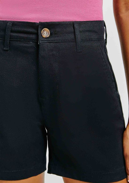 Foto do produto: Shorts Básico Feminino Chino Cintura Média Em Sarja - Preto