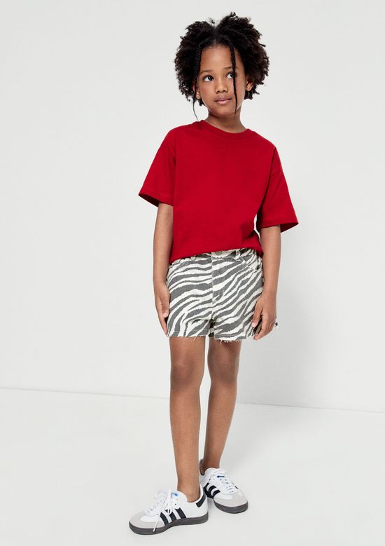 Foto do produto: Shorts Infantil Menina Em Sarja Animal Print - Off white