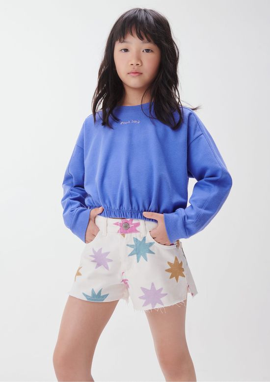 Foto do produto: Shorts Infantil Menina Em Sarja Barra A Fio - Off white