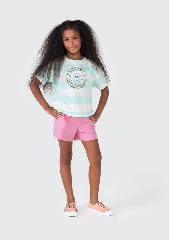 Foto do produto: Shorts Básico Infantil Menina Clochard Em Moletom - Rosa