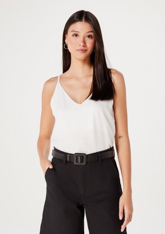 Foto do produto: Regata Básica Feminina Alças Finas Em Tecido De Viscose  - Off white
