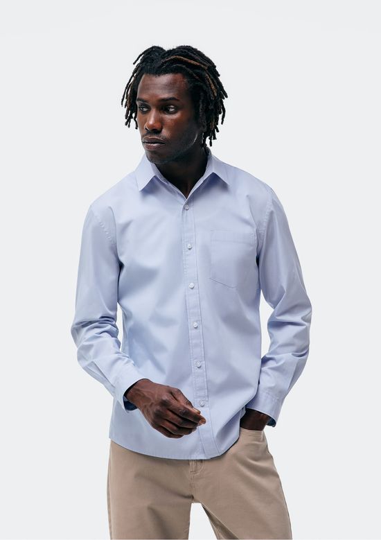 Foto do produto: Camisa Básica Masculina Manga Longa Slim - Azul