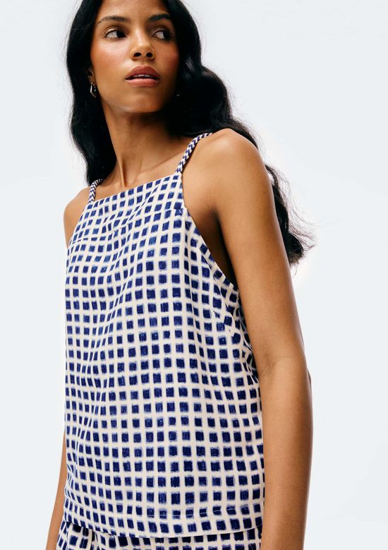 Foto do produto: Regata Feminina Estampada Halter Neck - Azul