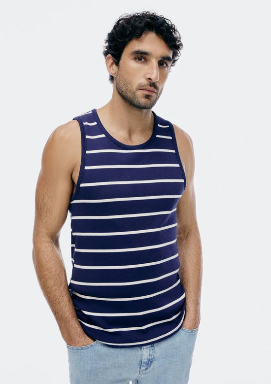 Foto do produto: Regata Masculina Listrada Em Ribana - Azul