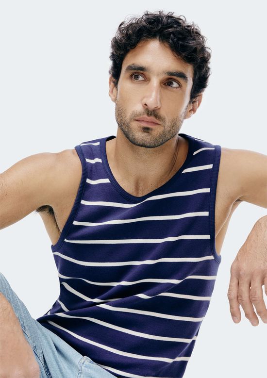 Foto do produto: Regata Masculina Listrada Em Ribana - Azul