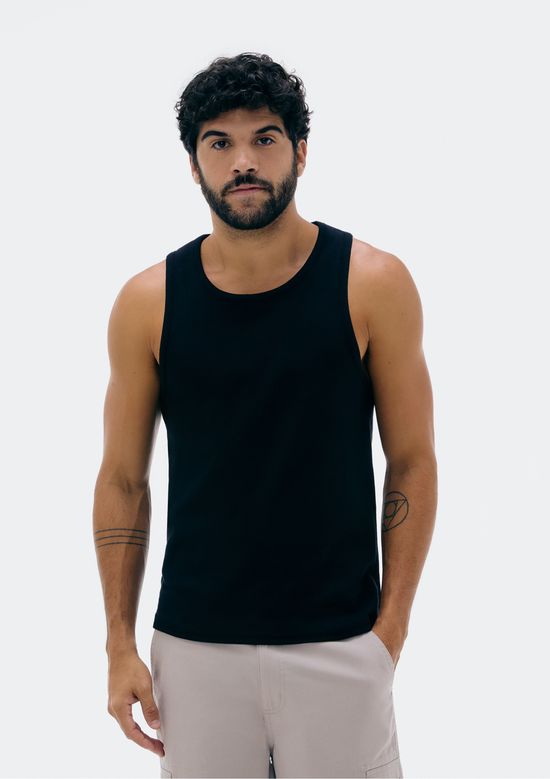 Foto do produto: Regata Masculina Regular Em Ribana Canelada - Preto