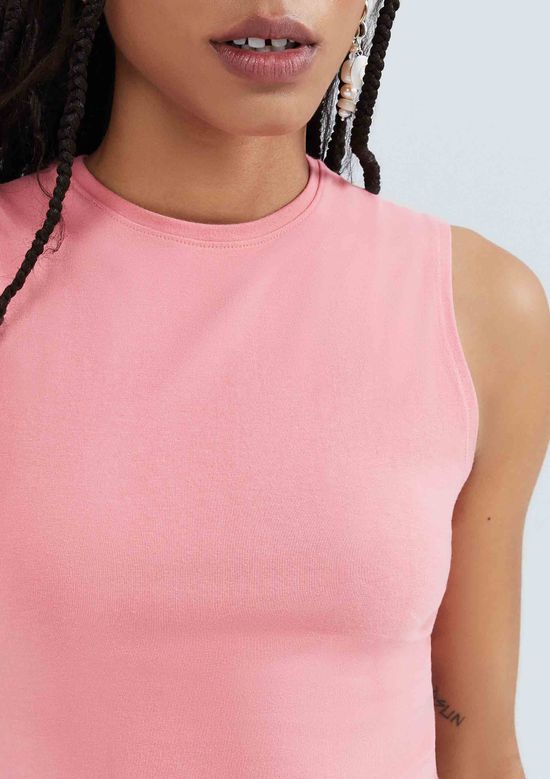 Foto do produto: Regata Feminina Cropped Em Malha Com Elastano - Rosa