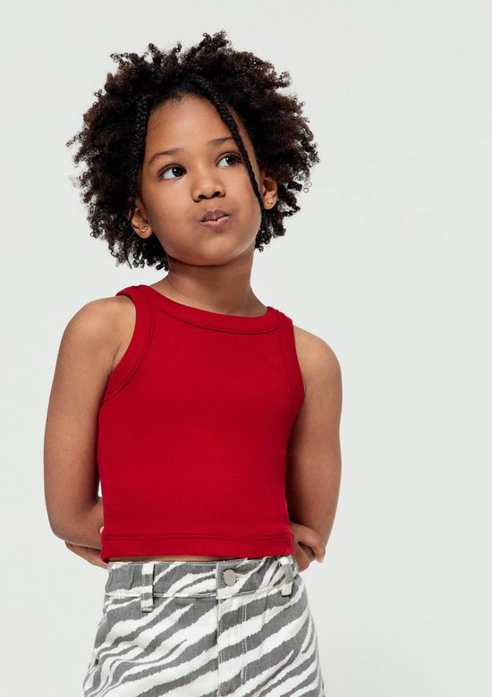 Foto do produto: Regata Infantil Menina Em Ribana - Vermelho