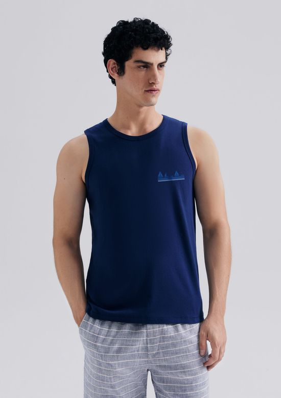 Foto do produto: Regata Básica Masculina Regular Com Estampa - Azul