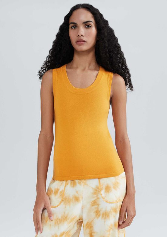 Foto do produto: Regata Feminina Slim Decote U Em Tricô De Viscose - Laranja