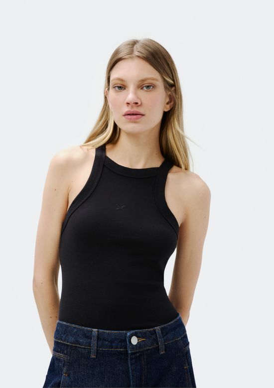 Foto do produto: Regata Feminina Halter Neck Com Bordado - Preto