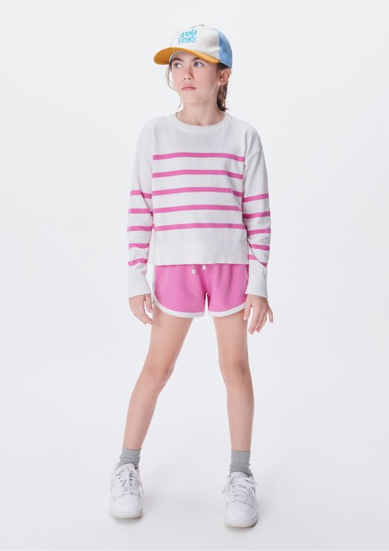 Foto do produto: Blusão Em Tricô Infantil Menina Listrado - Off white