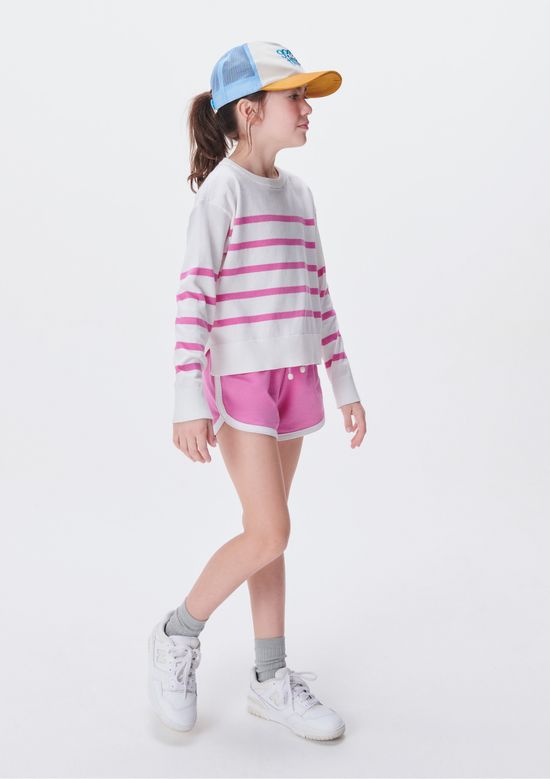 Foto do produto: Blusão Em Tricô Infantil Menina Listrado - Off white