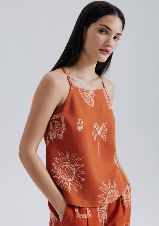 Foto do produto: Regata Feminina Halter Neck Estampada - Terracota