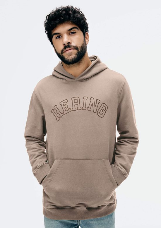 Foto do produto: Blusão Masculino Comfort Com Bordado Em Moletom Peluciado - Bege