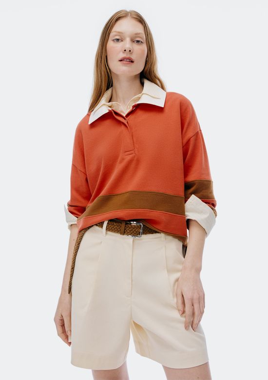 Foto do produto: Blusão Feminino Oversized Gola Polo - Laranja