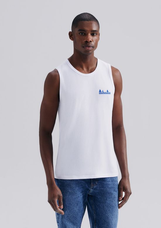 Foto do produto: Regata Básica Masculina Regular Com Estampa - Branco