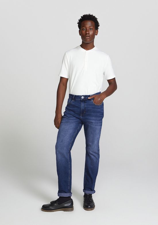 Foto do produto: Calça Jeans Masculina Com Elastano Tradicional - Azul