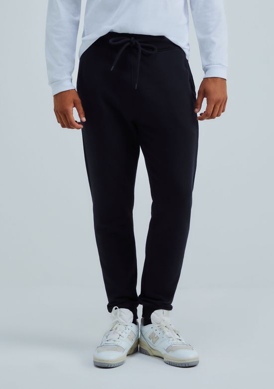 Foto do produto: Calça Básica Masculina Jogger Em Moletom Peluciado - Preto