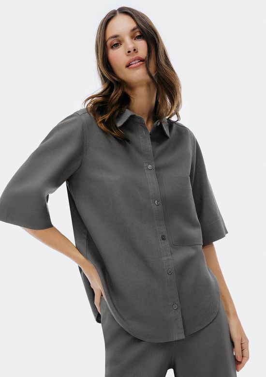 Foto do produto: Camisa Feminina Ampla Manga 3/4 - Cinza