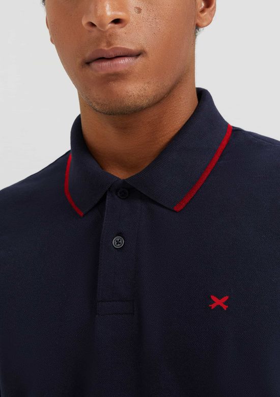 Foto do produto: Camisa Polo Básica Masculina Em Piquet Com Bordado - Azul