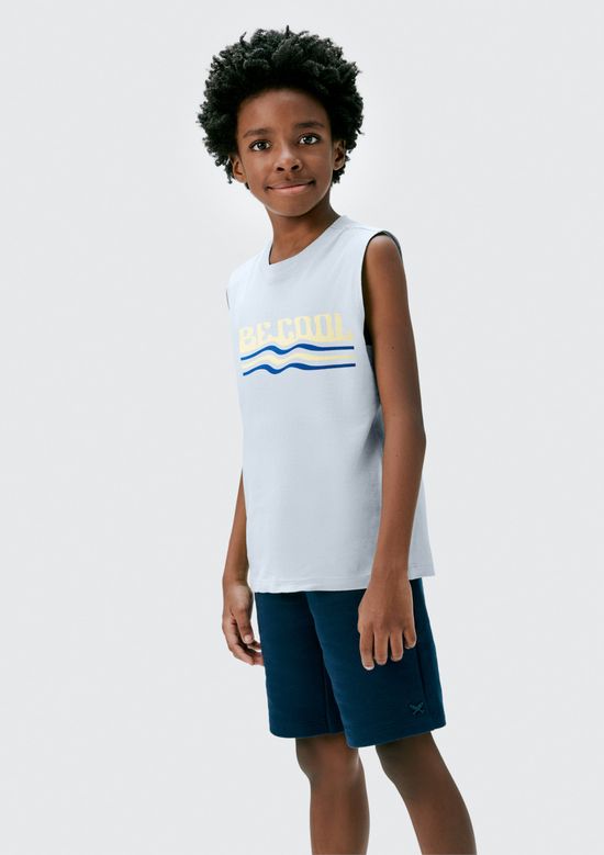 Foto do produto: Regata Infantil Menino Em Malha De Algodão Com Estampa - Azul